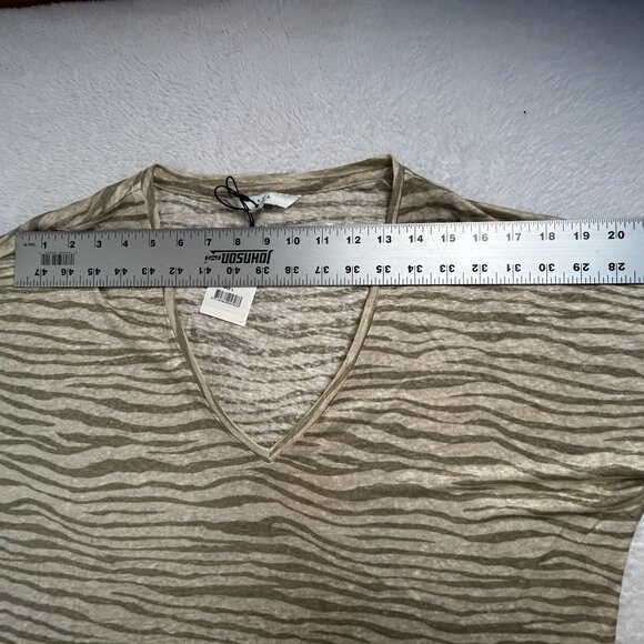 Yaya Womens Army Green Design Loose-Fit V-Neck Linen Top Large Lightweight New - Picture 6 of 8